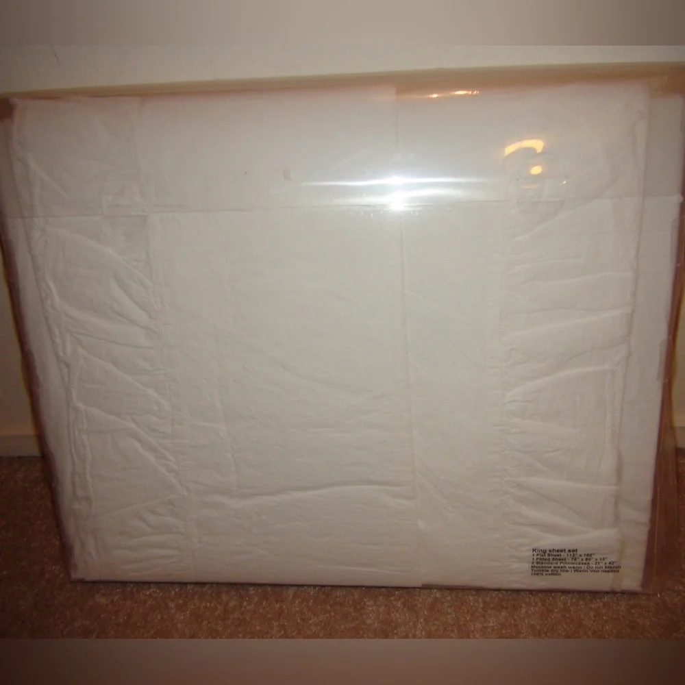 PiuBelle White Cotton Ruffle King Duvet Cover and Sheet Set 7 Piece